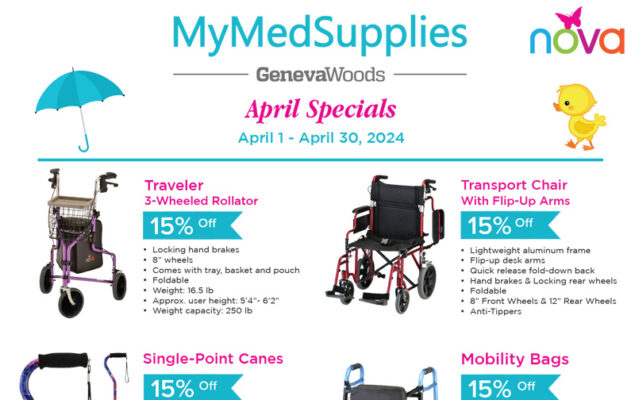 15% Off Home Health and Mobility Products by Nova during April 2024 with MyMedSupplies.com.