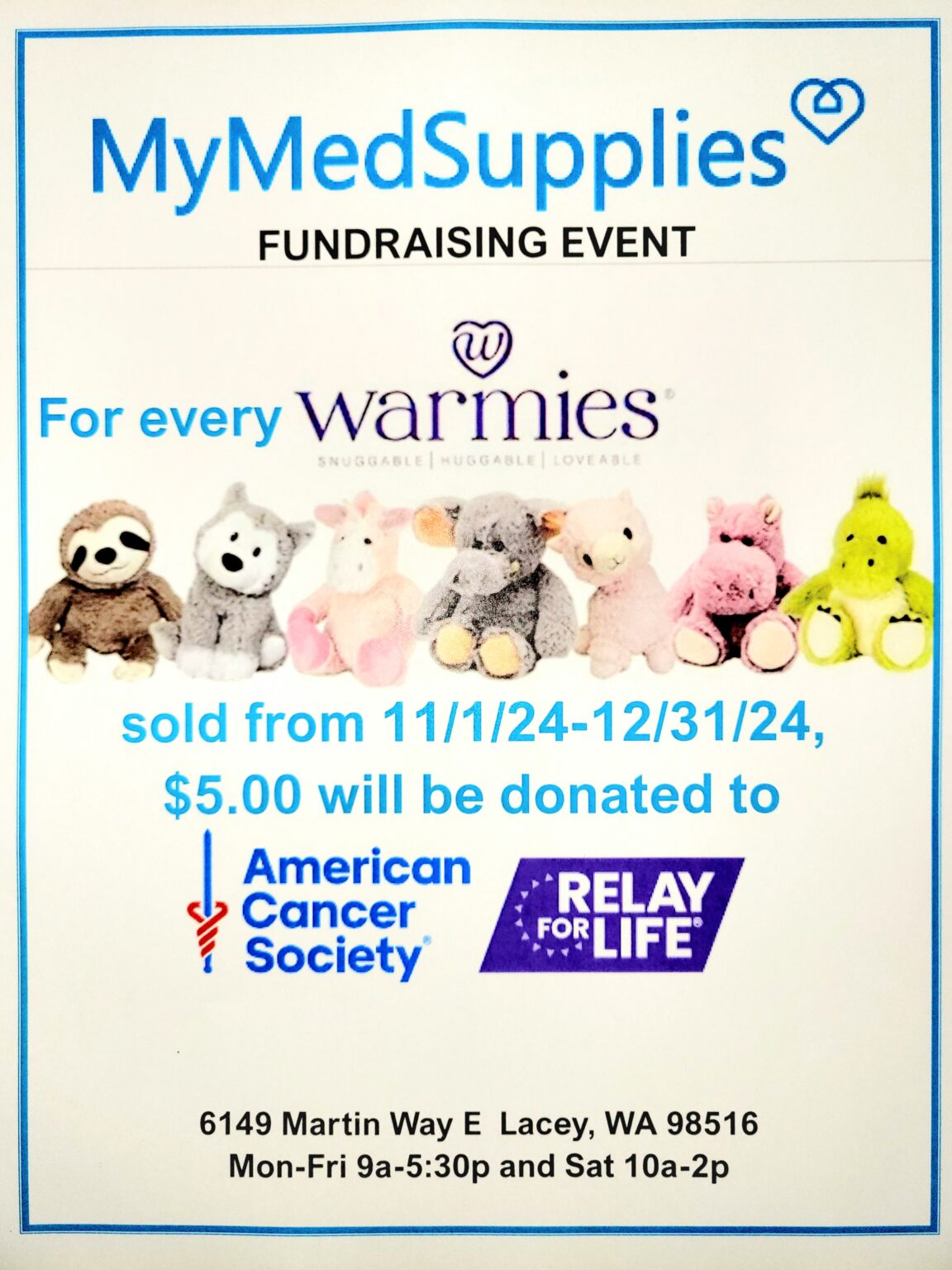 MyMedSupplies Hosting Warmies Fundraiser on Nov. 1, 2024